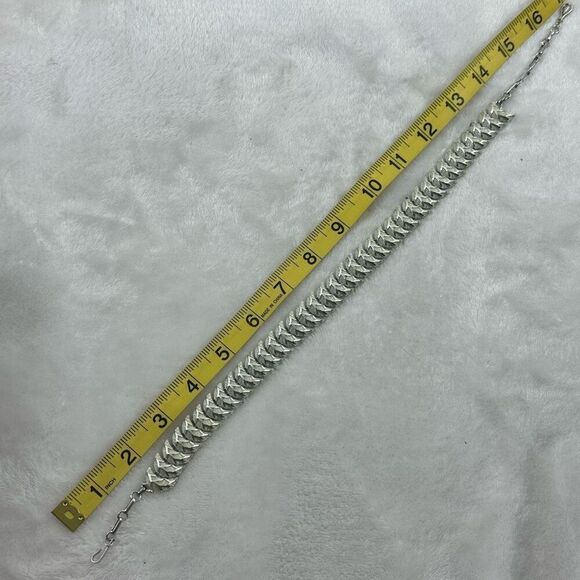 Vintage Coro Silver Tone Moon Link Statement Necklace Chunky Collar Choker Artsy - Picture 5 of 5